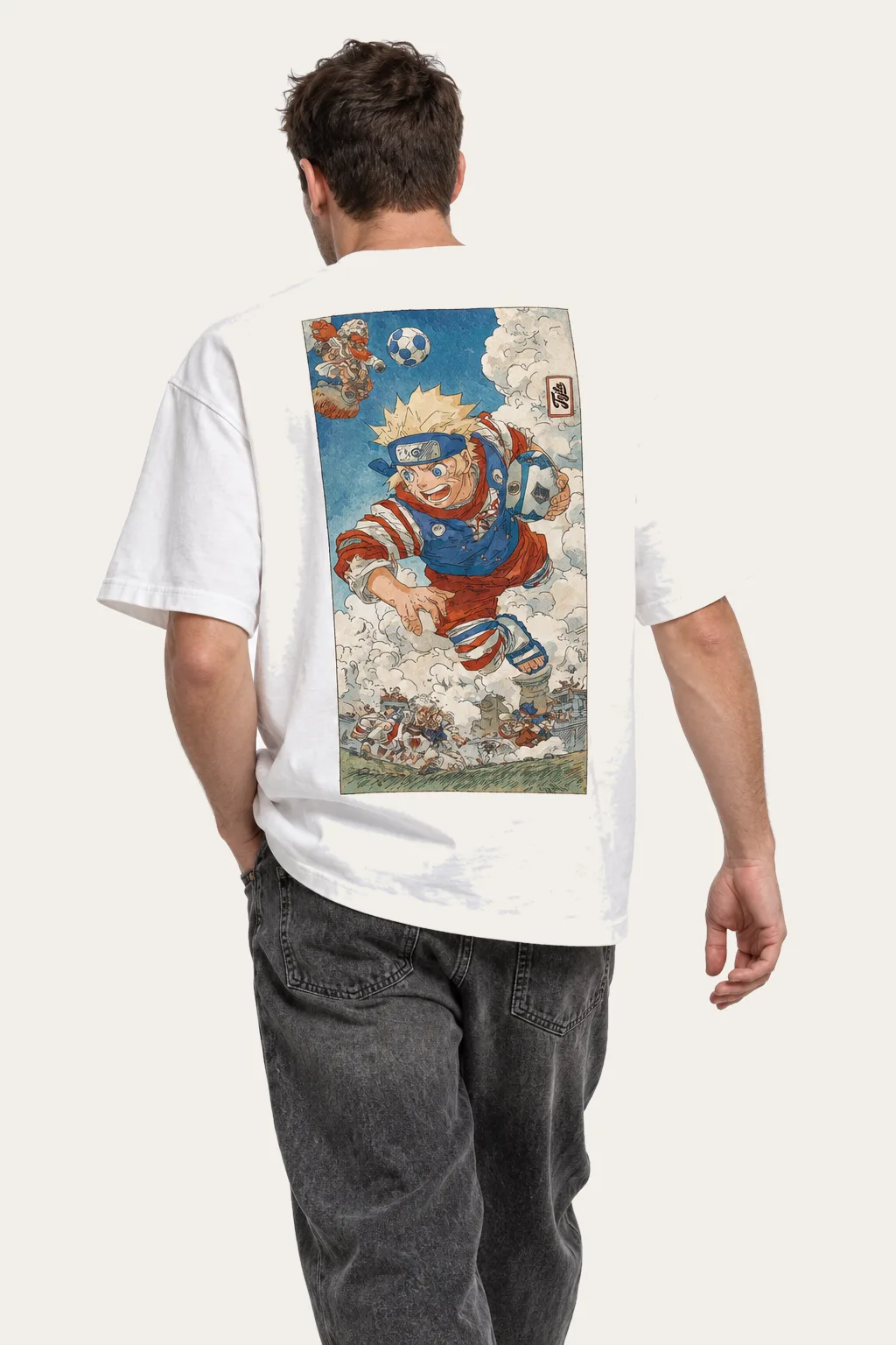 Majica Anime, ragbi, print na leđima